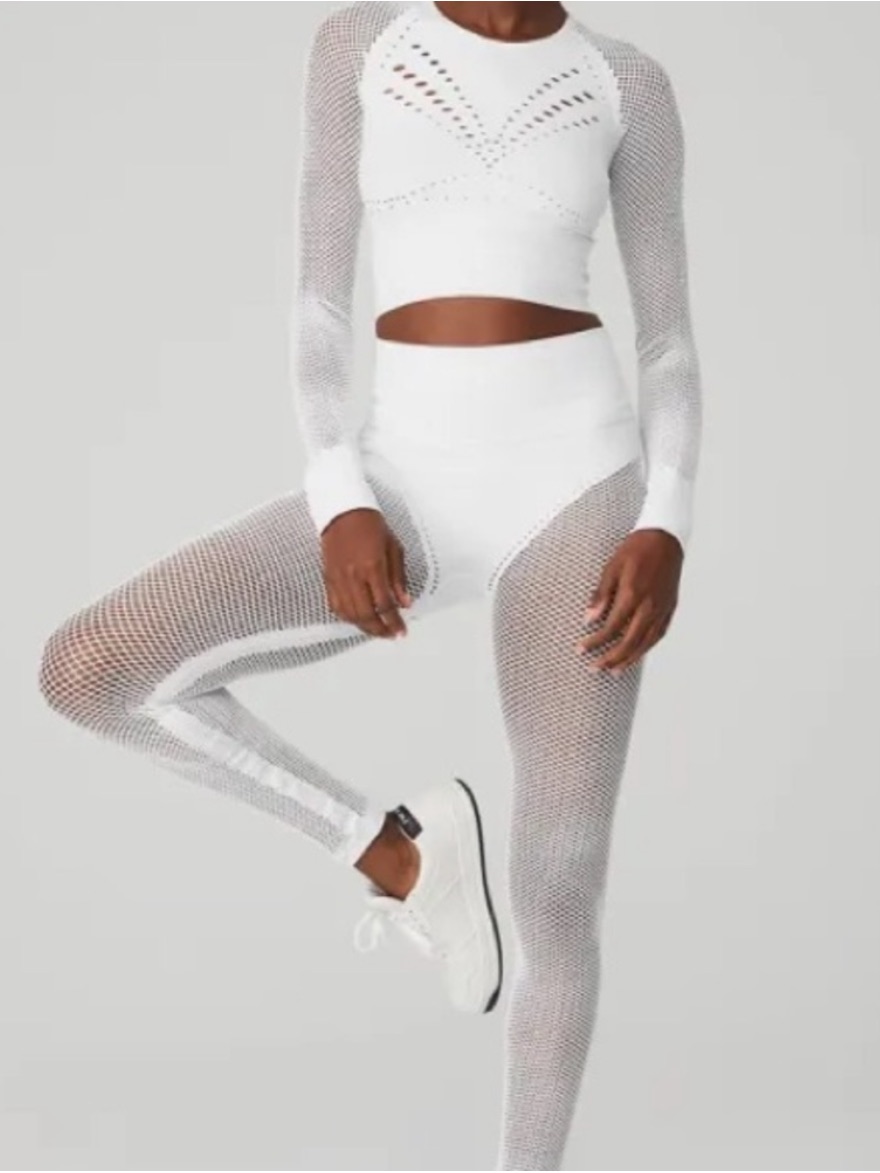 Set!(2) Alo Seamless Hw 7/8 Limitless Open Air Legging S & Top S Summer White